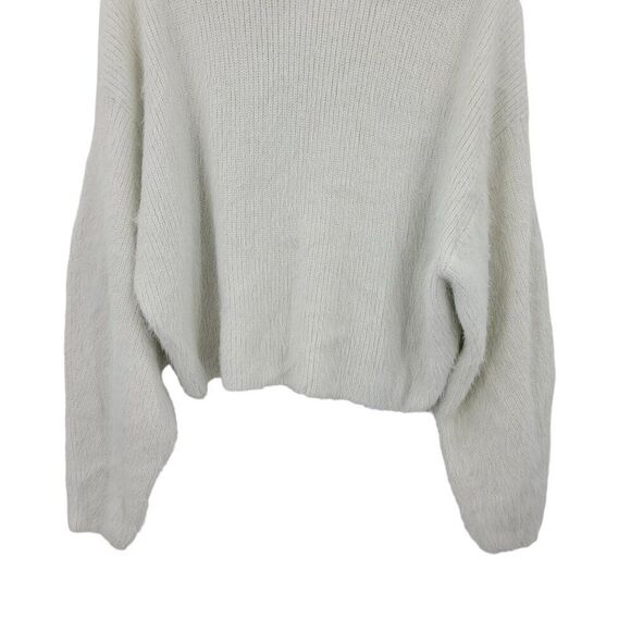 IDENTITY Eyelash Turtleneck Sweater S White Bishop Sleeve Plush Fuzzy Comfy - Picture 6 of 9